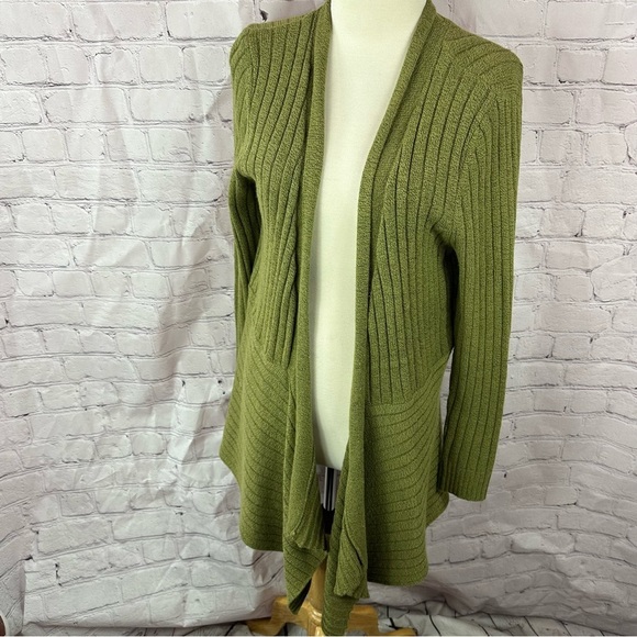 Christopher & Banks soft Ribbed Open Front Cardigan sweater sz L asymmetric - Picture 1 of 8
